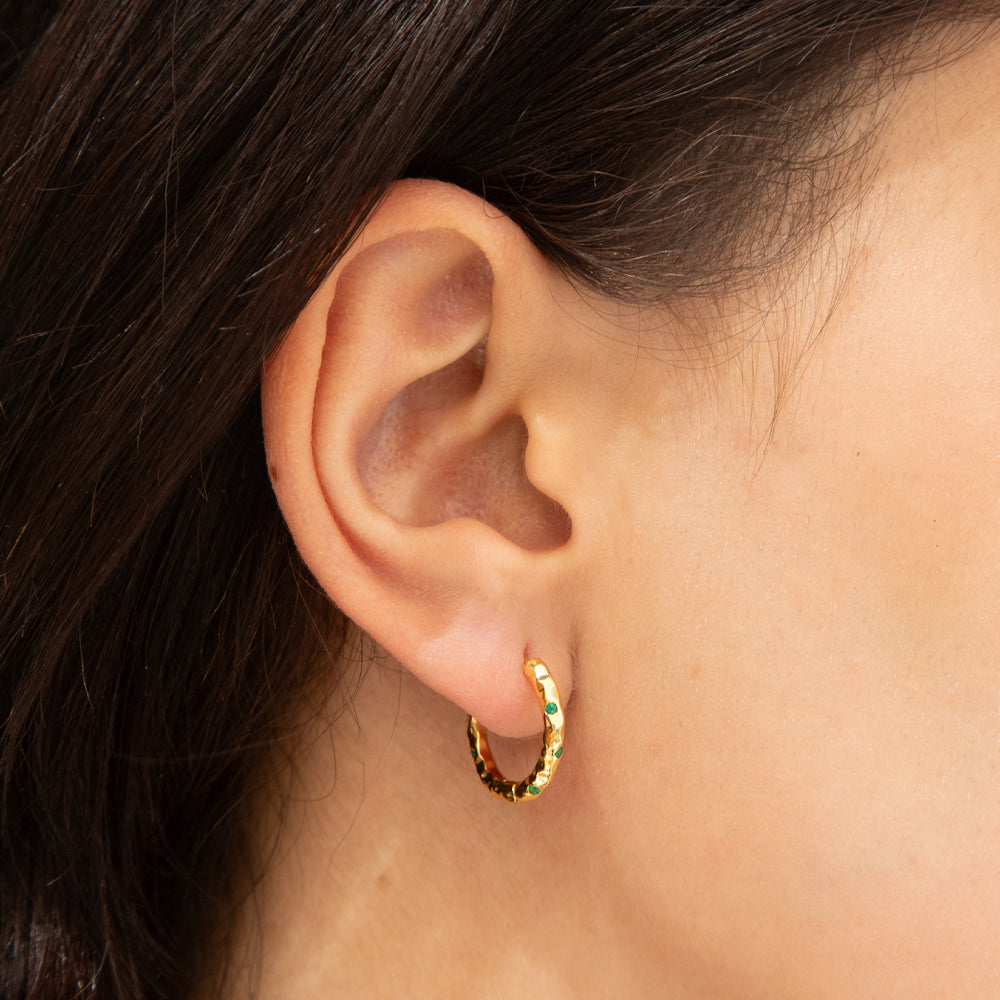 Green Studded Hoops