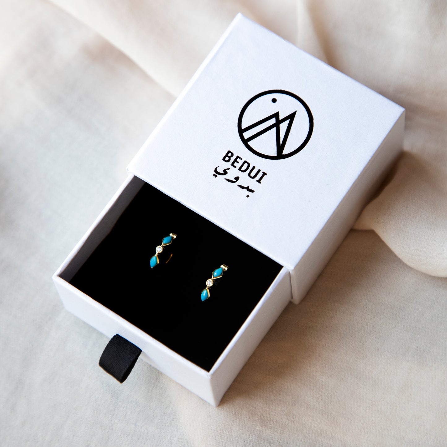 Turquoise Enamel Huggies