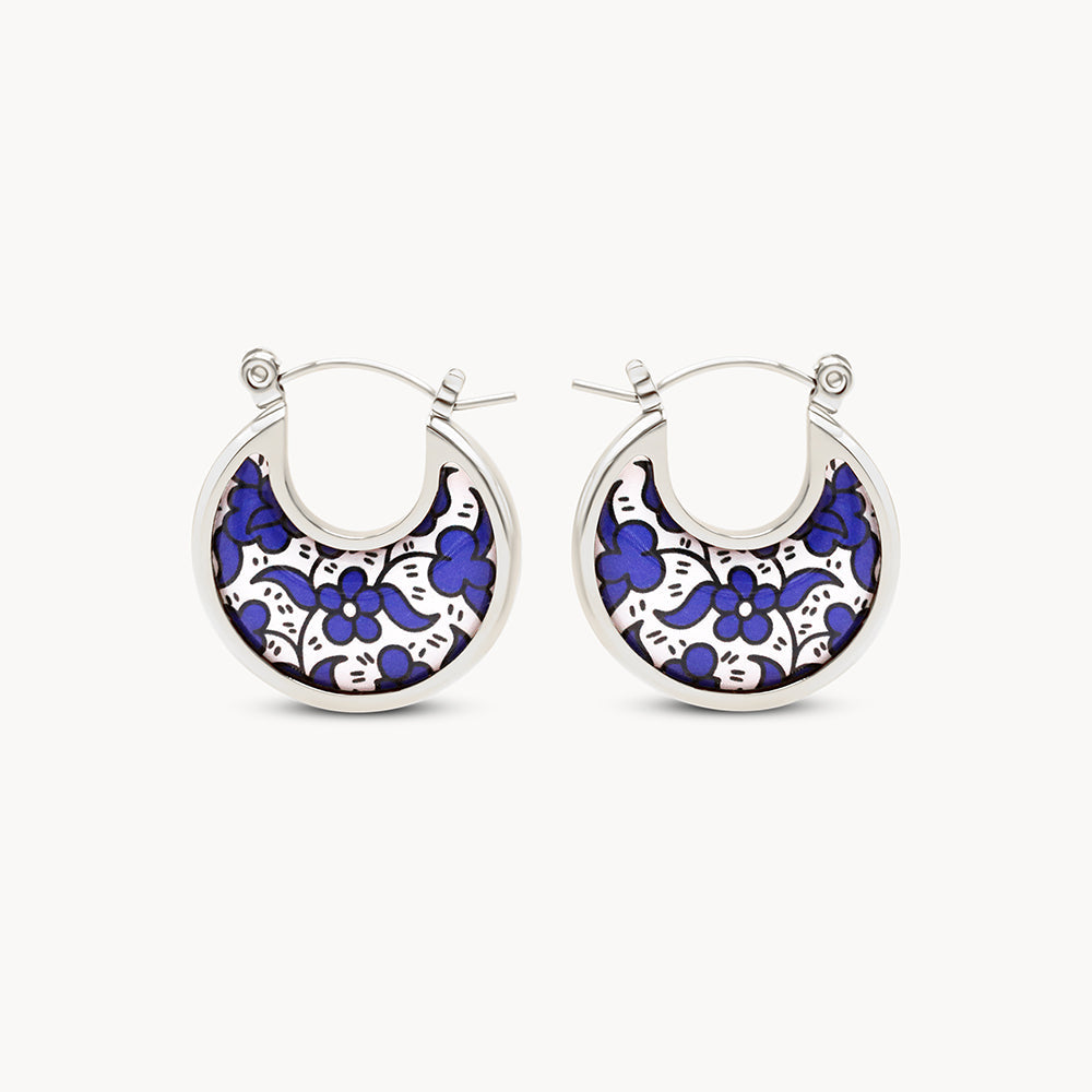 Blue Ceramic Disc Earrings
