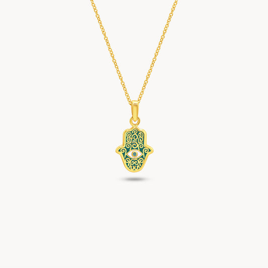 Enamel Hamsa Necklace