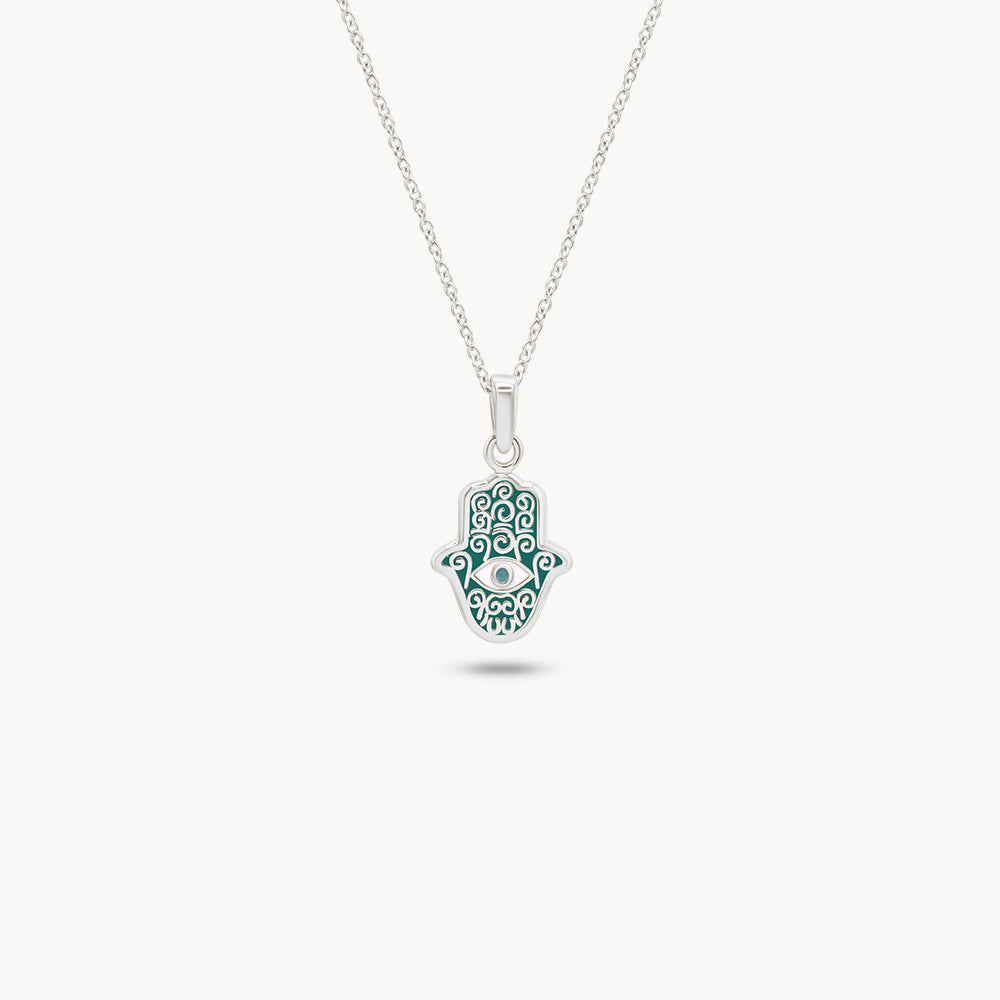 Enamel Hamsa Necklace