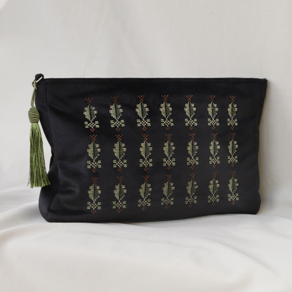 Green Embroided Saru Pouch