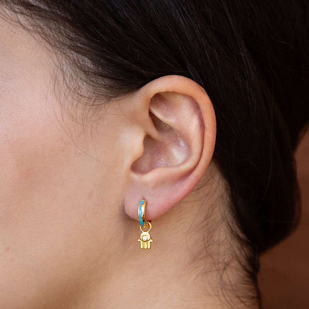 Enamel Hamsa Earrings