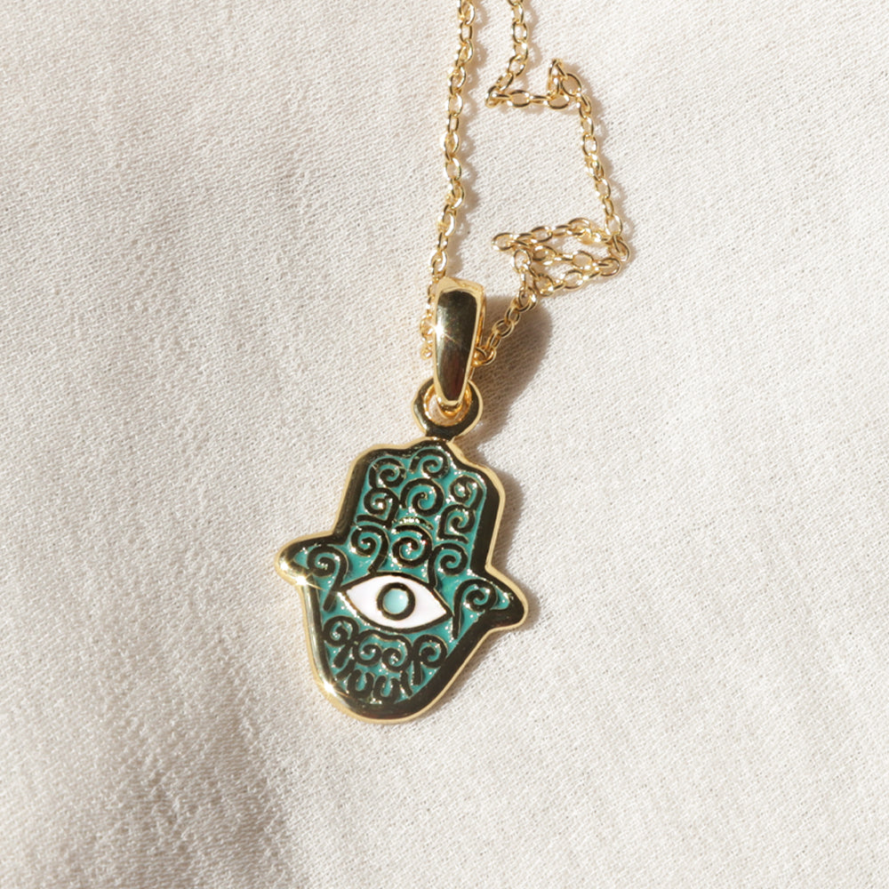 Enamel Hamsa Necklace