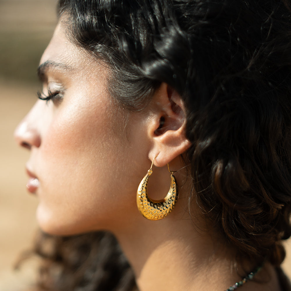 Hammered Crescent Earrings