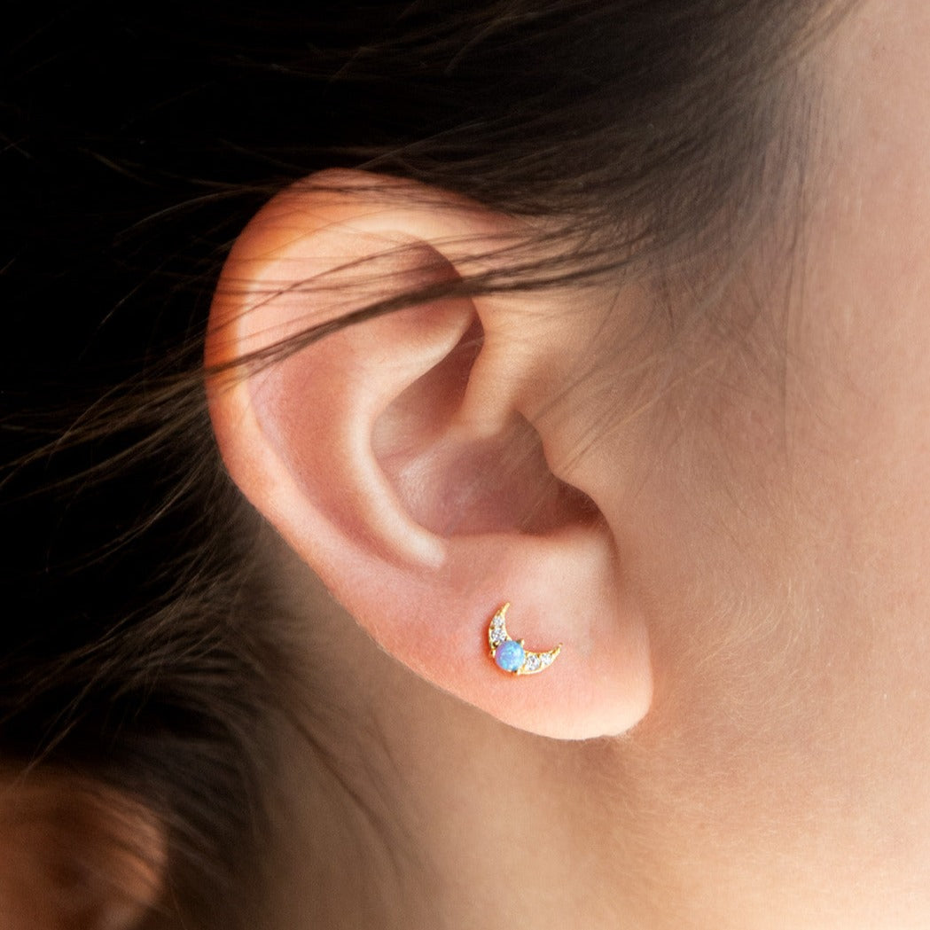 Opal Crescent Studs