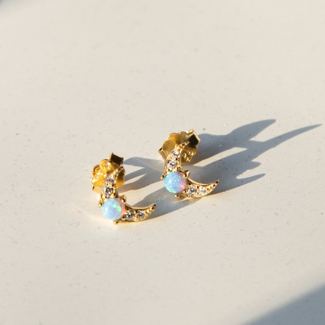 Opal Crescent Studs